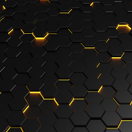 3D rendering Futuristic Honeycomb Mosaic, abstract Background. Realistic geometric mesh cell...