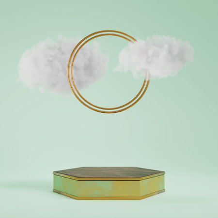3d rendering display product abstract minimal scene with geometric podium platform. stand for cosmetic products. Stage showcase on pedestal 3d studio.の写真素材