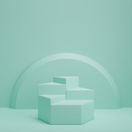 3d rendering display product abstract minimal scene with geometric podium platform. stand for cosmetic products. Stage showcase on pedestal 3d studio.の写真素材
