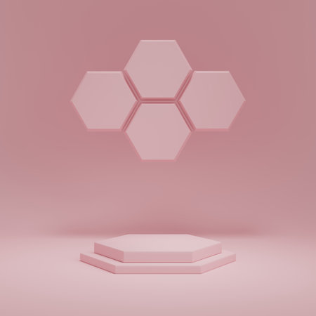 3d rendering display product abstract minimal scene with geometric podium platform. stand for cosmetic products. Stage showcase on pedestal 3d studio.の写真素材
