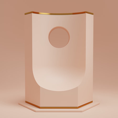 3d rendering display product abstract minimal scene with geometric podium platform. stand for cosmetic products. Stage showcase on pedestal 3d studio.の写真素材