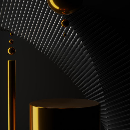 3D rendering Abstract geometry dynamic object with dark background.の写真素材