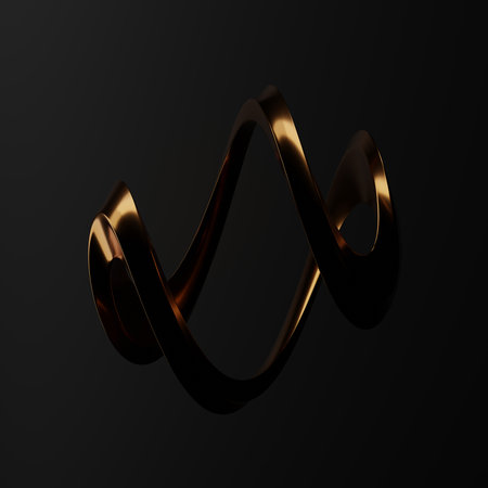 3D rendering Abstract geometry dynamic object with dark background.の写真素材