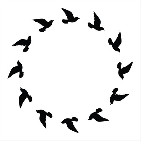 Flying birds silhouettes pattern wallpaper. Vector illustration. isolated bird flying. tattoo design. template for card, package, and wallpaper.のイラスト素材