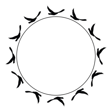 Flying birds silhouettes pattern wallpaper. Vector illustration. isolated bird flying. tattoo design. template for card, package, and wallpaper.のイラスト素材