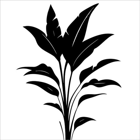 Small leaf plant silhouette pattern wallpaper. Black and white. minimal artwork. simple template. tattoo design. card and package. Vector illustration.のイラスト素材