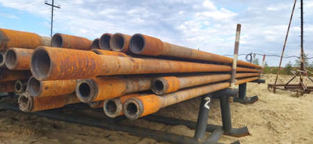 Drill pipe that is used to drill a wellの写真素材