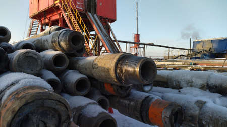 drill pipe, derrick, drilling toolsの写真素材