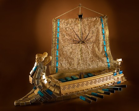 galley with sweets on brown background の写真素材