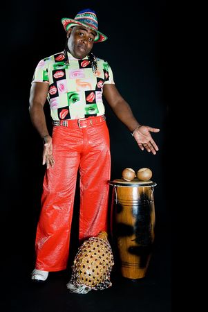 young sympathetic cuban man shows his instrumentsの写真素材