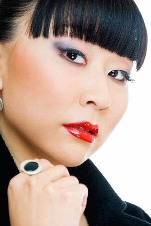 close up portrait of beauty korean girl の写真素材