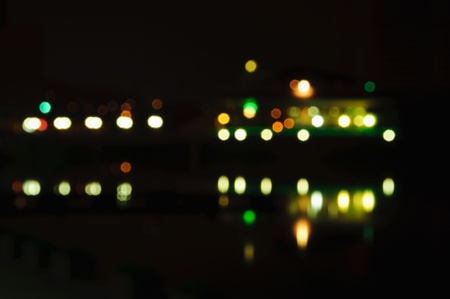 night lights with blur in dark cityの写真素材