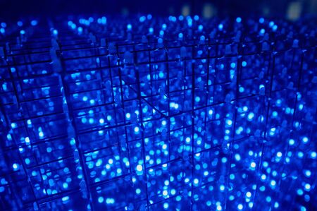 LED background with dozens transparent blue LEDsの写真素材