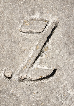 Cyrillic symbol Z on granite slab. Ukraine Zolochev Carpathianの写真素材