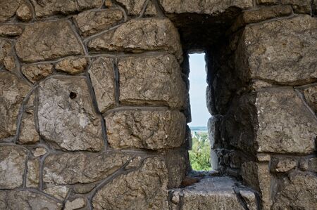 Ancient ruins of Ukraine Zolochev Carpathian, the external fortress wall with loopholes.の写真素材