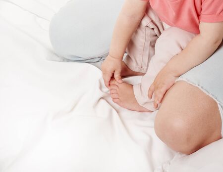 baby and mother feetsの写真素材