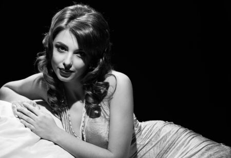 glamor fashion girl. black and whiteの写真素材