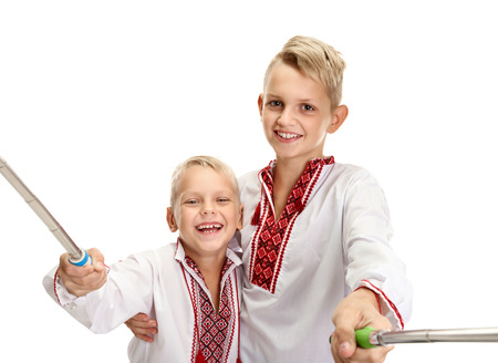 Boys shooting selfieの写真素材