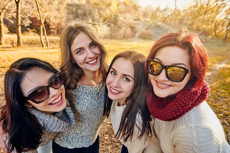 Resting portrait in autumn parkの写真素材