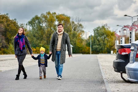 Family having walkの写真素材