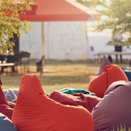 Bean bag chairs at summerの写真素材