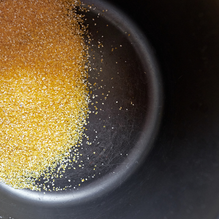 yellow Corn grits in bowlの写真素材