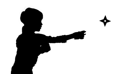 ninja with shurikenの写真素材