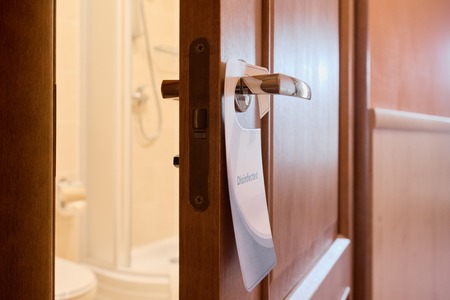 Sign warning about disinfectionの写真素材