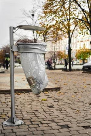 Garbage bin in the parkの写真素材