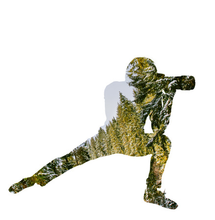 Multiple exposure of photographerの写真素材