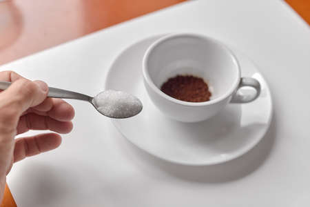 Instant coffee and sugarの写真素材