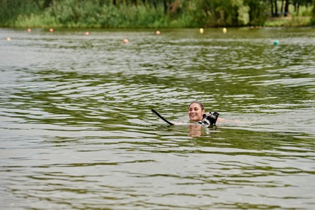 Waterskier after fallingのeditorial素材