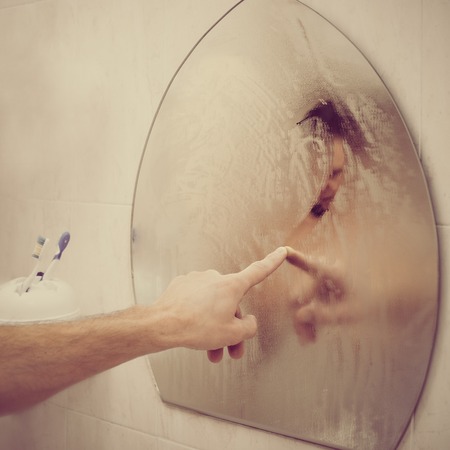 Lovers drawing heartの写真素材