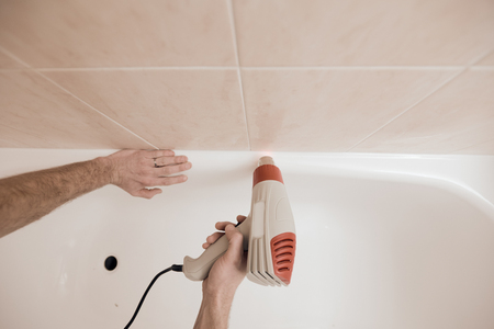 Drying gaps in bathroomの写真素材