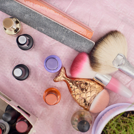 Set of make-up itemsの写真素材