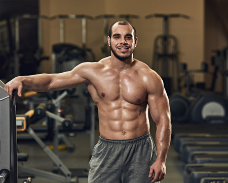 Smiling athlete at the gymの写真素材