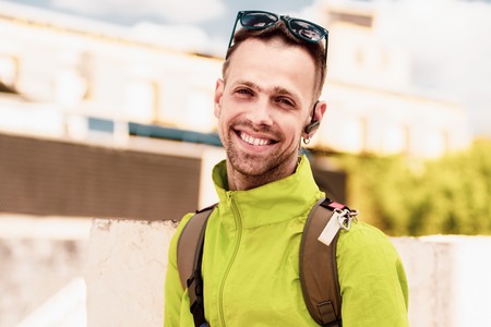 Young cheerful touristの写真素材