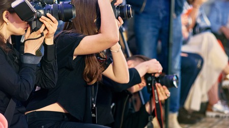 Journalists in workの写真素材