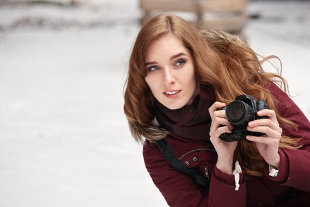 Woman taking photosの写真素材