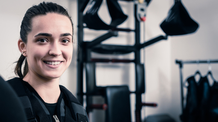 Woman in EMS vestの写真素材