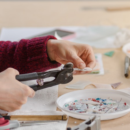 Process of mosaic makingの写真素材