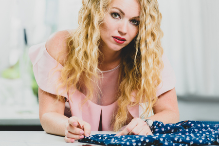 Woman working in atelierの写真素材