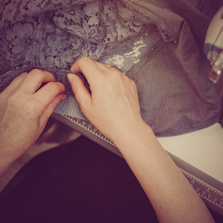 Dressmaker making clothesの写真素材