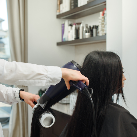 Hair drying processの写真素材