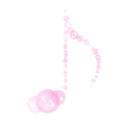 Creative background with monochrome pink music note of bright bubblesの写真素材
