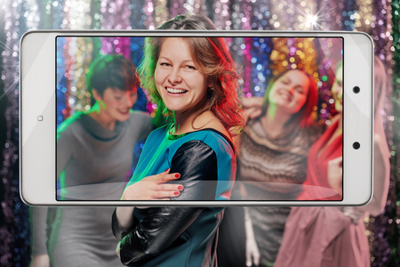 Woman having partyの写真素材