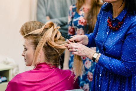 Hairdressing process in salon