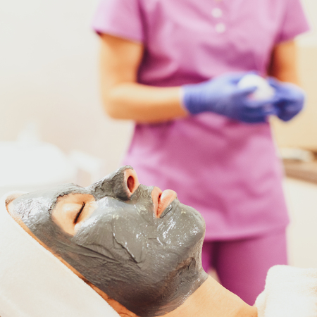 Facial treatment in spaの写真素材