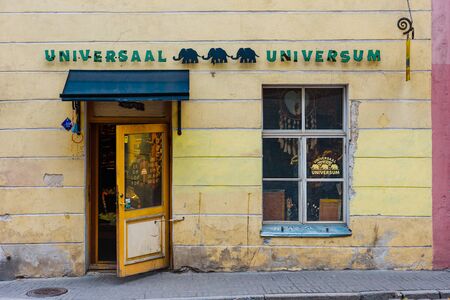 Tallin, Estonia- August 27, 2018: Facade of modern popular coffee shop in Tallinn, Estoniaのeditorial素材