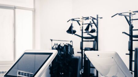 Modern machine for EMS training in modern fitness centerの写真素材